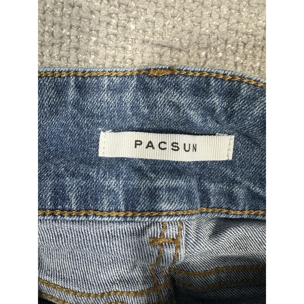 Pacsun Jeans Womens 25 28x32 Blue Low Rise Boot Stretch Frayed Hem Festival - Picture 10 of 12